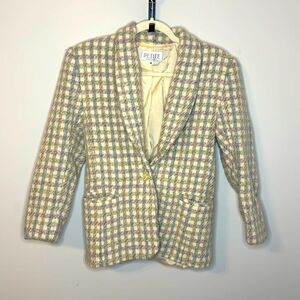 Vintage Petite Sophisticate Pastel Plaid Tweed Blaze-Perfect for Spring 6